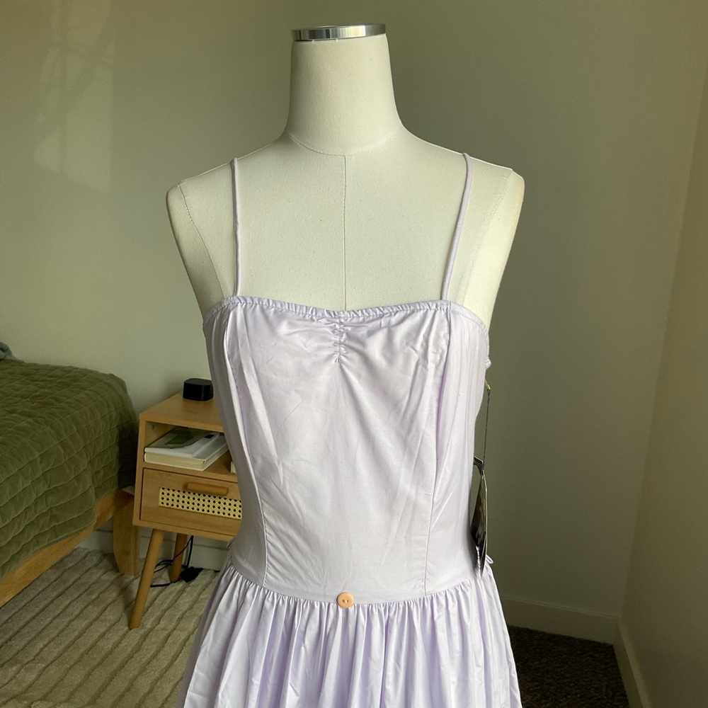 Vintage 90s NWTs Byer Too! Lilac Pastel Dropwaist Midi Dress Size 9